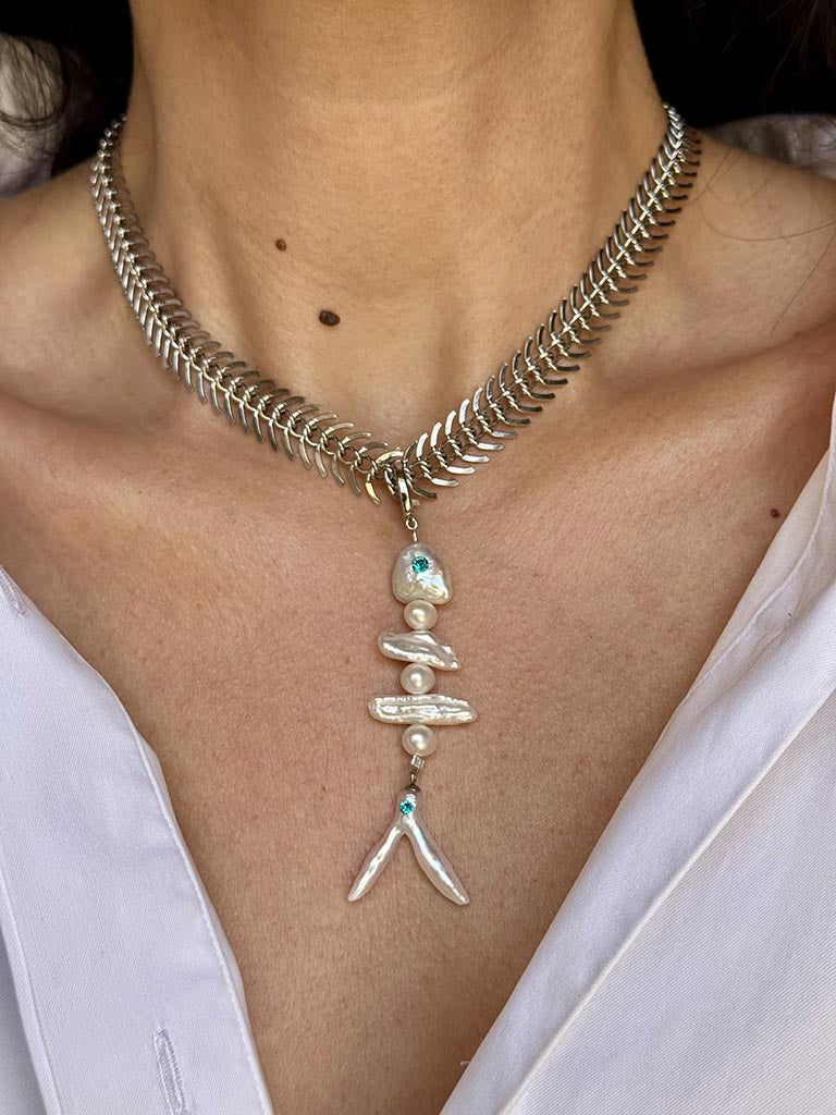 Κολιέ Ψαροκόκκαλο με Αποσπώμενο Fishbone Pendant