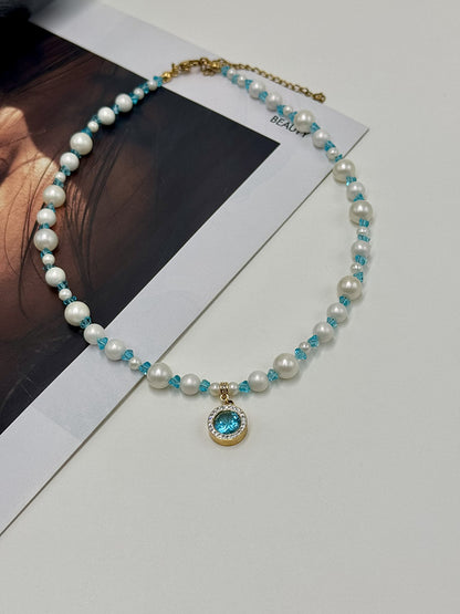Χειροποίητο Κολιέ Aqua Crystal