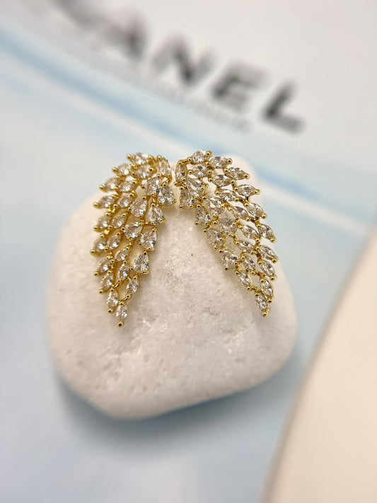 Σκουλαρίκια Φτερά Αγγέλου με λευκά ζιργκόν