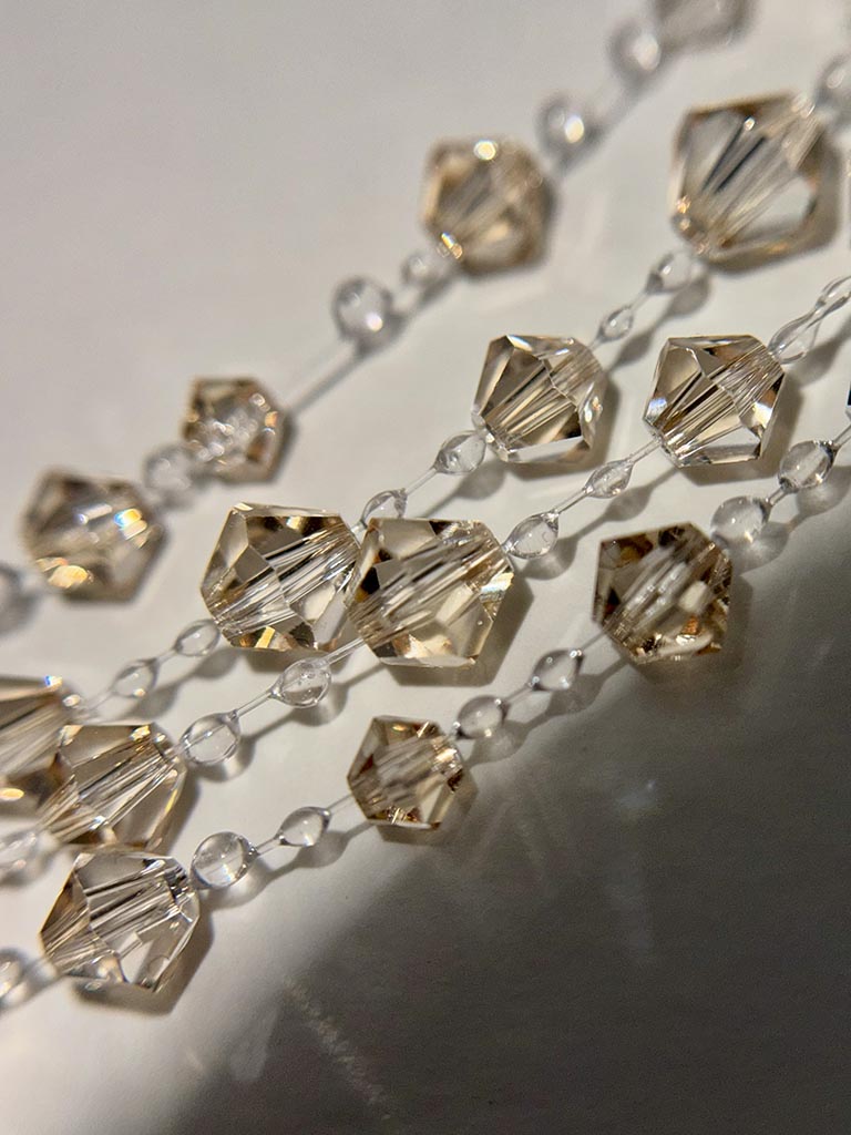 Champagne Glow Water Drops - Τετράσειρο Βραχιόλι με Κρύσταλλα Preciosa