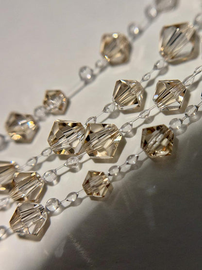 Champagne Glow Water Drops - Τετράσειρο Βραχιόλι με Κρύσταλλα Preciosa