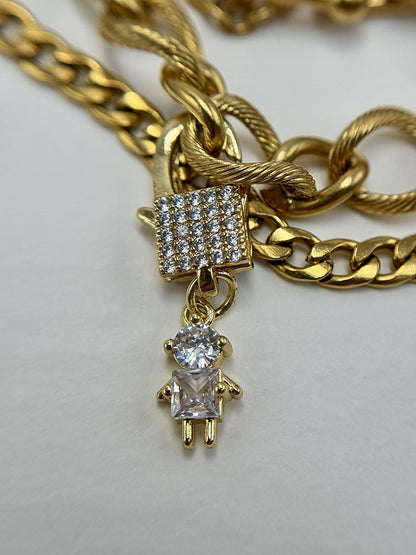 Χρυσό Layered Statement Κολιέ με Σταυρούς & Charms