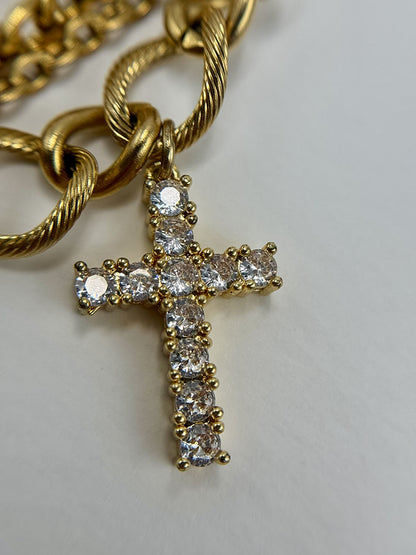 Χρυσό Layered Statement Κολιέ με Σταυρούς & Charms