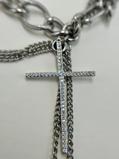 Ατσάλινο κολιέ με αλυσίδες και κρεμαστά μοτίφ