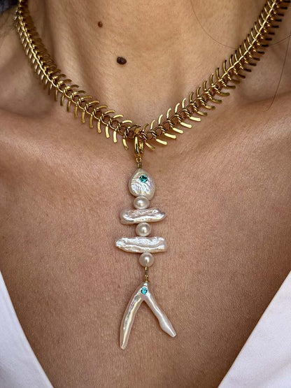 Κολιέ Ψαροκόκκαλο με Αποσπώμενο Fishbone Pendant