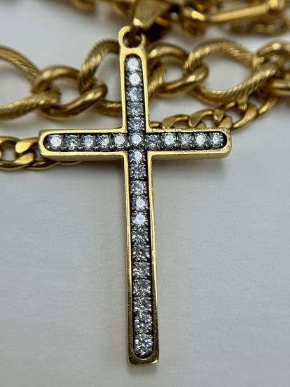 Χρυσό Layered Statement Κολιέ με Σταυρούς & Charms