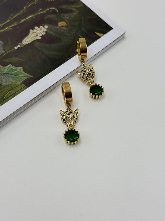 Σκουλαρίκια κρεμαστά πάνθηρας με ζιργκόν