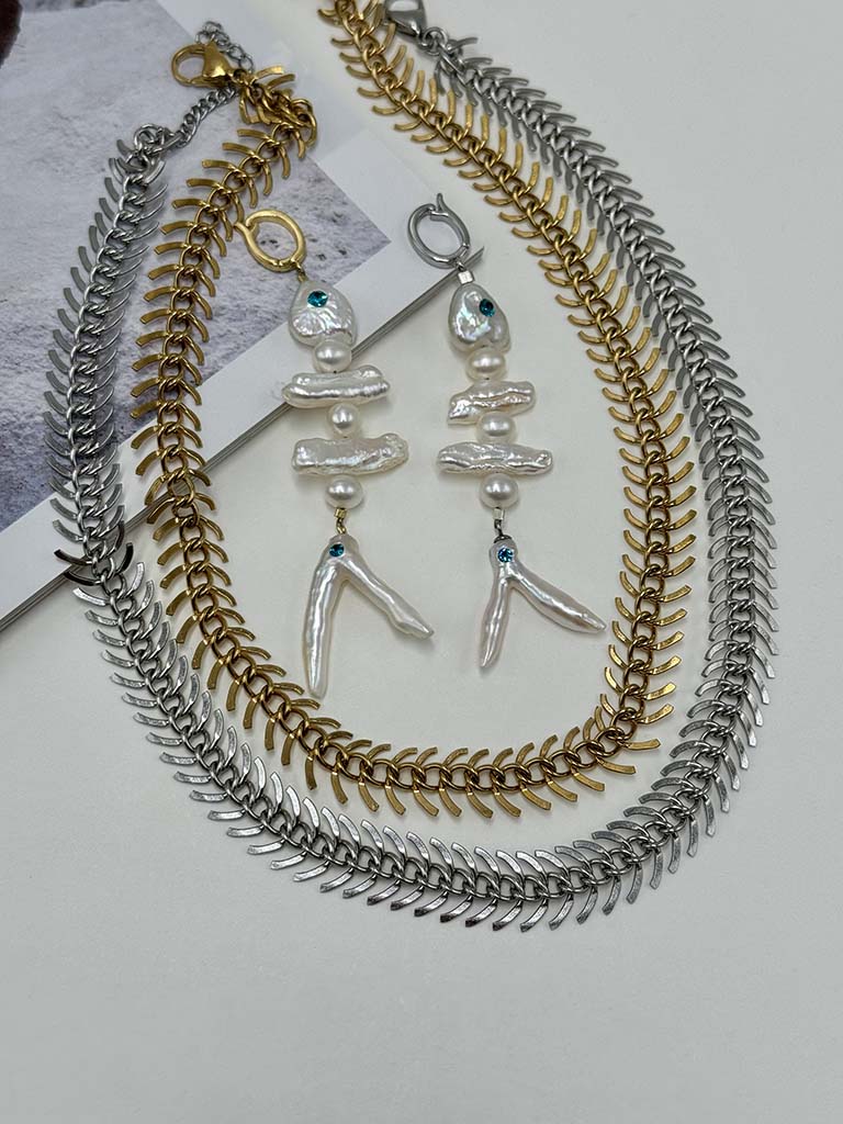 Κολιέ Ψαροκόκκαλο με Αποσπώμενο Fishbone Pendant