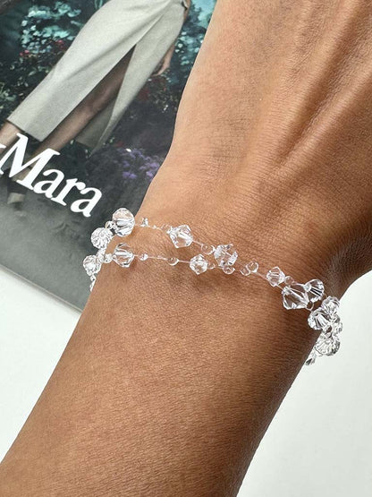 Χειροποίητο Διπλό Βραχιόλι Water Drops με Κρύσταλλα Preciosa
