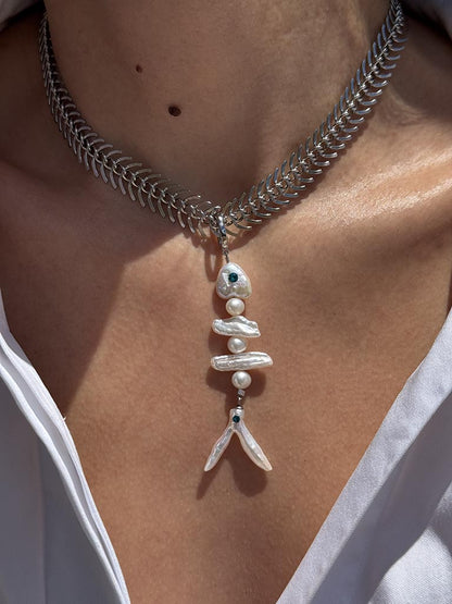 Κολιέ Ψαροκόκκαλο με Αποσπώμενο Fishbone Pendant