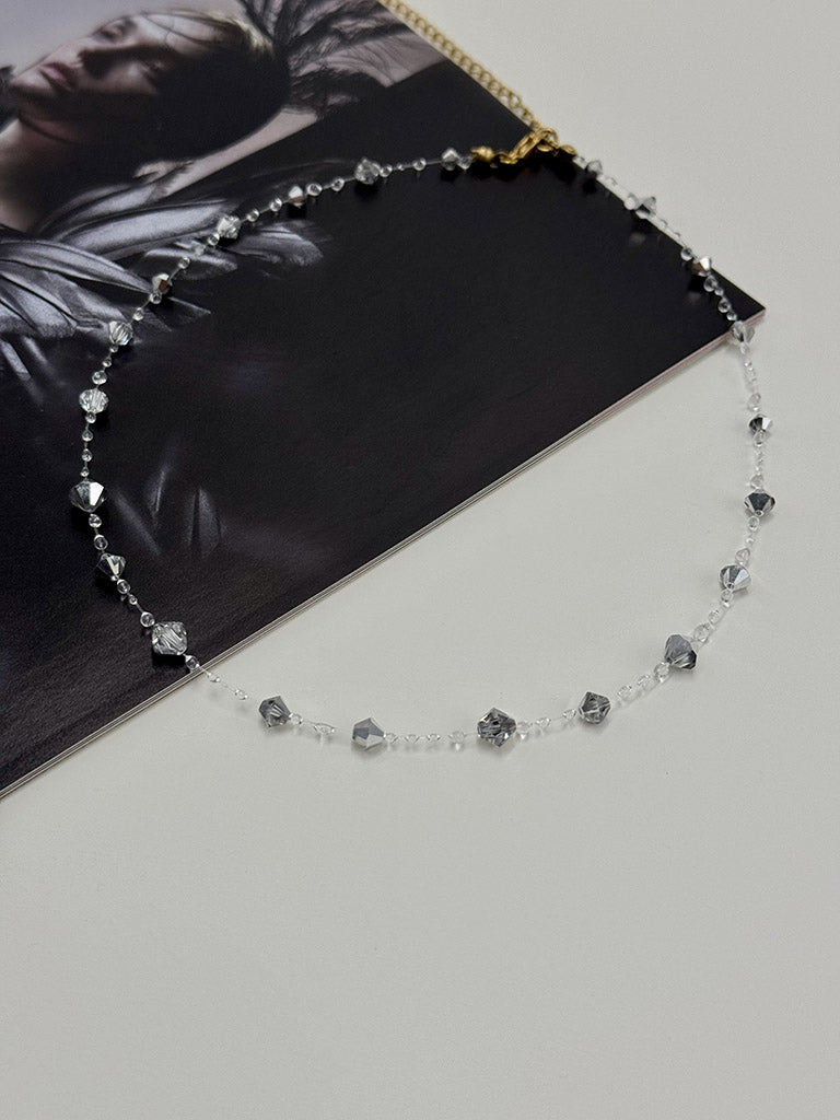 Handmade Water Drops Silver Night Necklace with Preciosa Crystals