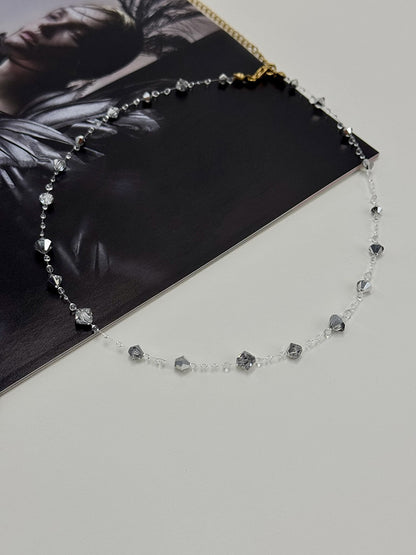 Handmade Water Drops Silver Night Necklace with Preciosa Crystals