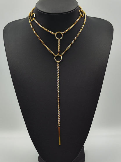 Minimal choker με κρίκους και διπλή αλυσίδα