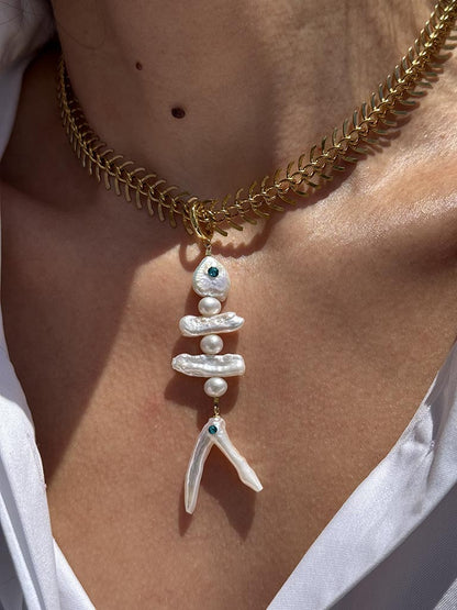 Κολιέ Ψαροκόκκαλο με Αποσπώμενο Fishbone Pendant
