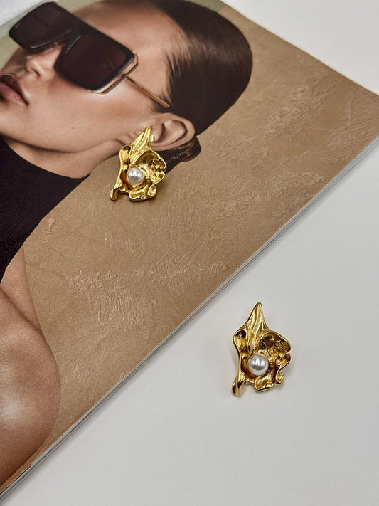 Ατσάλινα σκουλαρίκια Χρυσο Κύμα