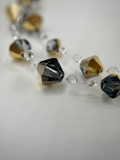 Χειροποίητο Διπλό Βραχιόλι Water Drops Gold Night με Κρύσταλλα Preciosa