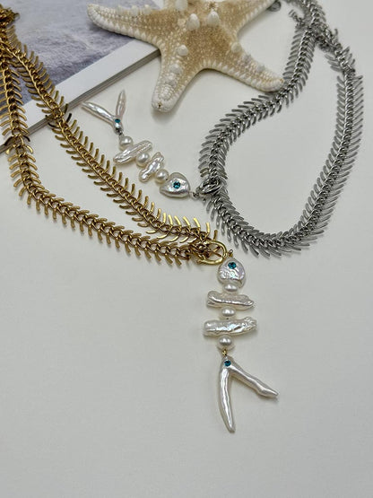 Κολιέ Ψαροκόκκαλο με Αποσπώμενο Fishbone Pendant