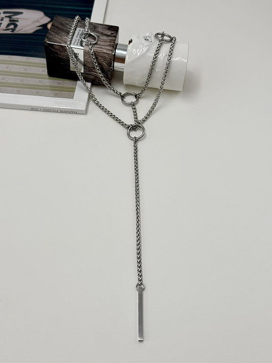 Minimal choker με κρίκους και διπλή αλυσίδα