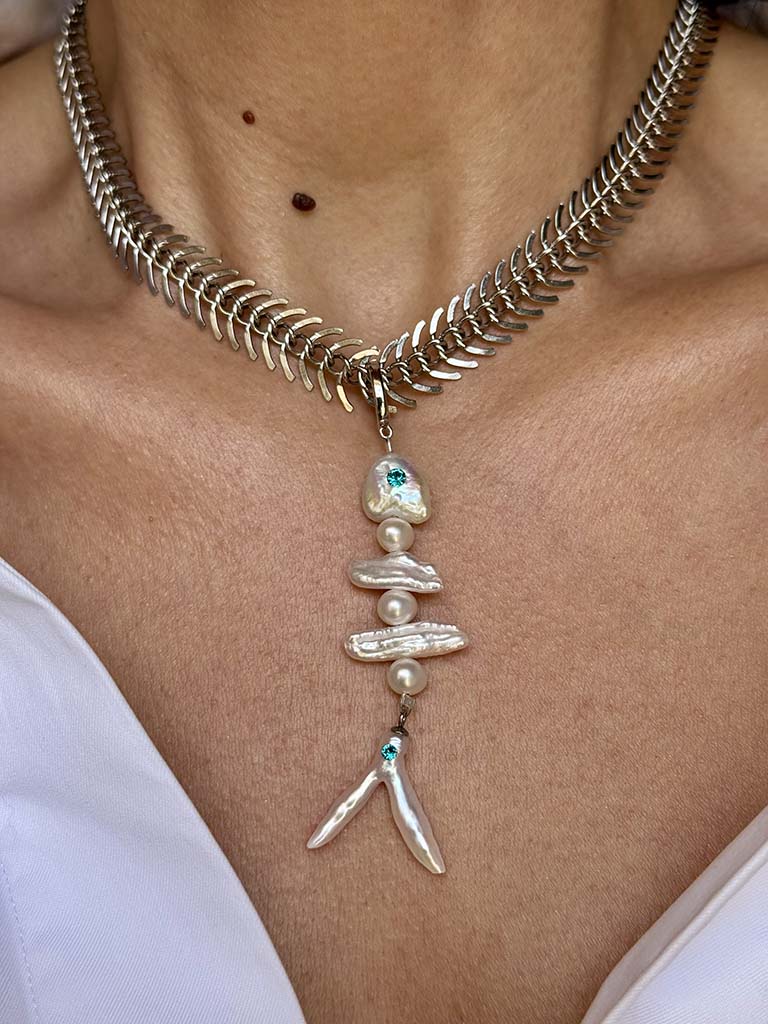 Κολιέ Ψαροκόκκαλο με Αποσπώμενο Fishbone Pendant